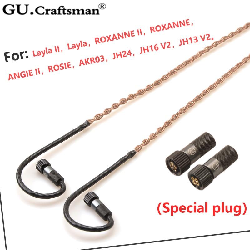 GUCraftsman 8-core 6N occ Copper Upgrade Cables for Jerry Harvey JH24 AKR03 AKR02 JH16 JH13 V3 Rosie layla RoxanneⅡ HiFiGo