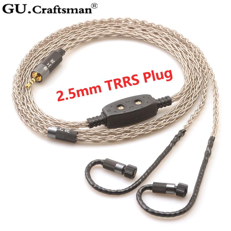 GUCraftsman 8-core Silver Upgrade Cables for Jerry Harvey JH24 AKR03 AKR02 JH16 JH13 V3 ROXANNE II layla Roxanne HiFiGo