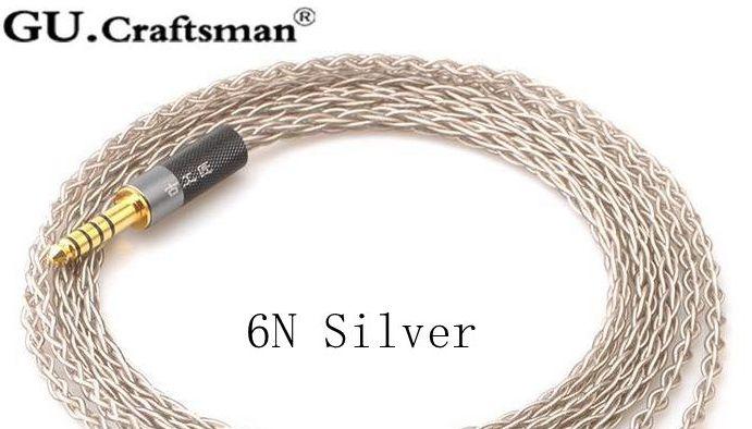 GUcraftsman Customized 4.4mm female to 4.4mm male 6N cable HiFiGo 6N Silver 2 meters 