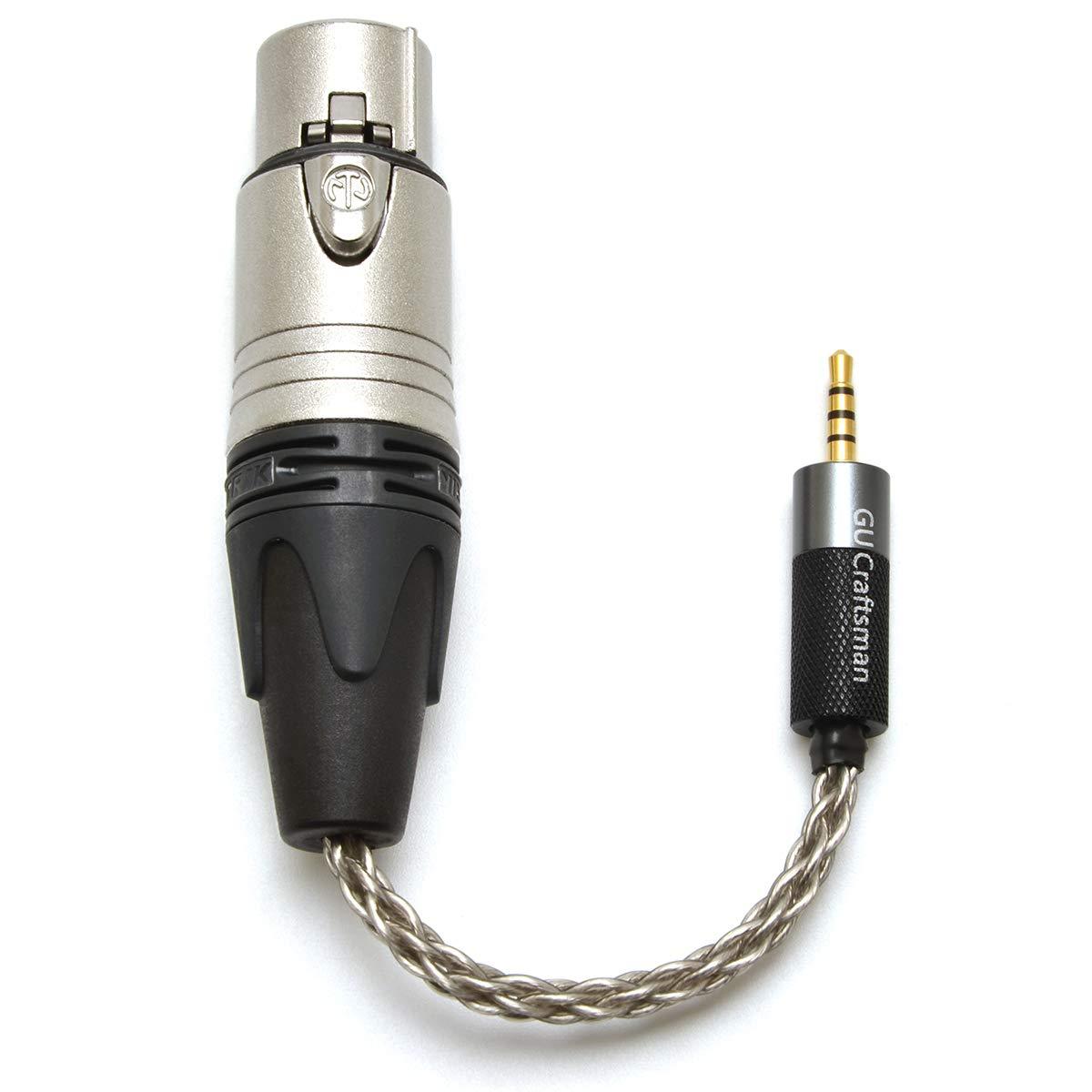 GUCraftsman Headphone Adapter Cable 6N Single Crystal Silver Headphone Jack Convert Cable for Audio Players HiFiGo