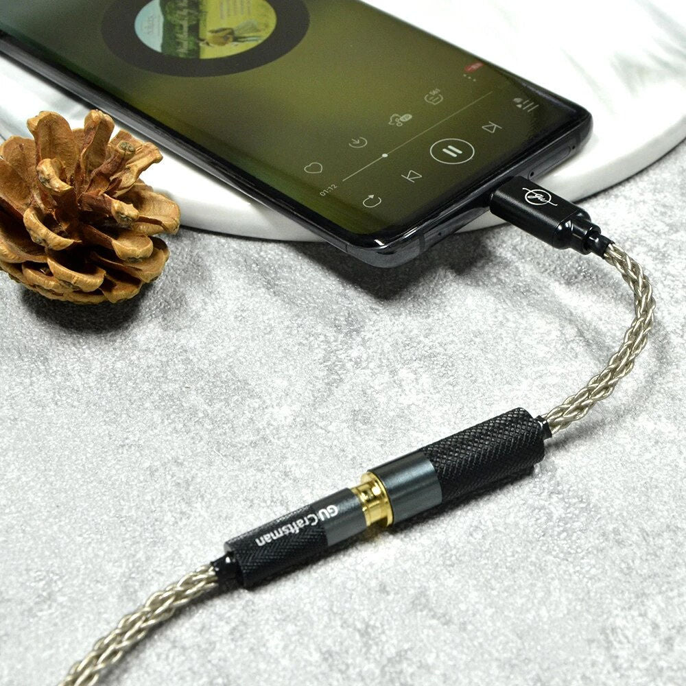 GUCraftsman HIFI USB Type-C to Jack 3.5/2.5/4.4 Cable Adapter For Android Mobile Phone Huawei Xiaomi Oppo Vivo SAMSUNG HiFiGo