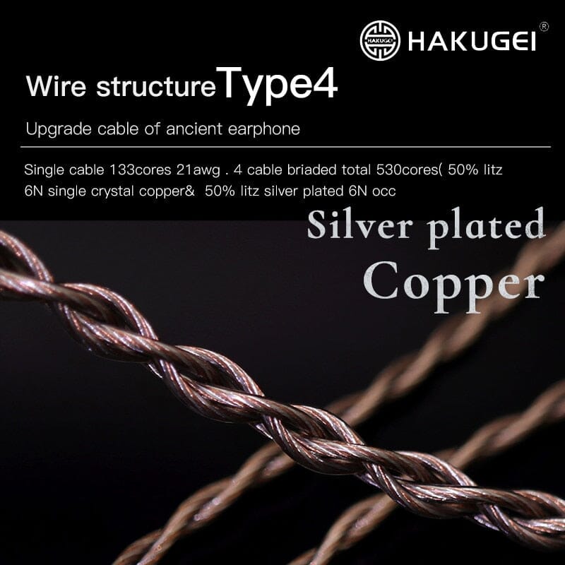 HAKUGEI Antiquity Litz Silver Earphone Cable 2.5 3.5 4.4 - 0.78 2Pin / MMCX HiFiGo
