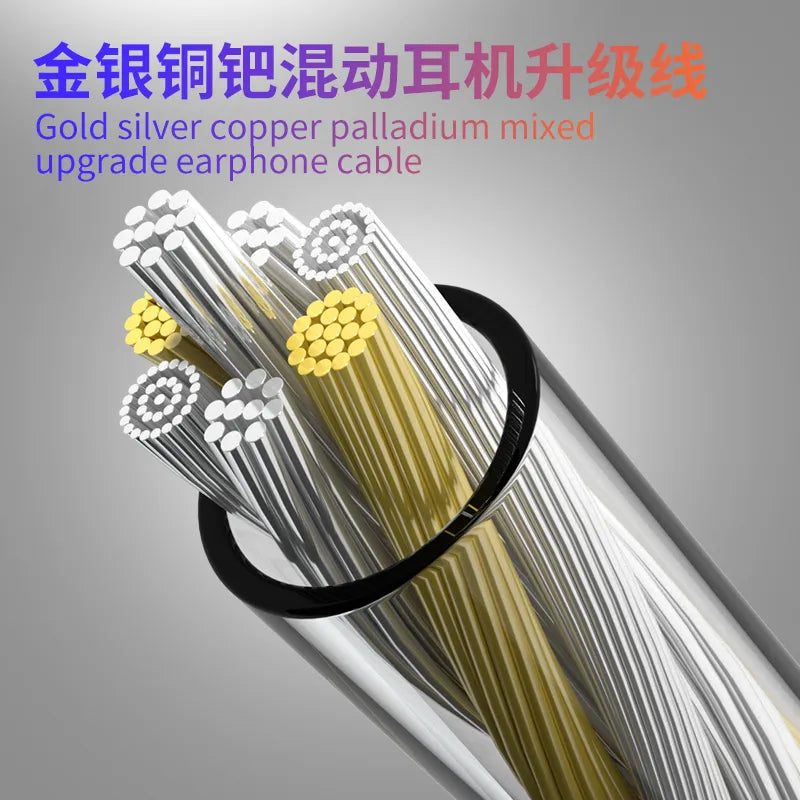 Hakugei Arcanist Gold Silver Copper Palladium Hybrid Upgrade Earphone Cable Earphone Cable HiFiGo