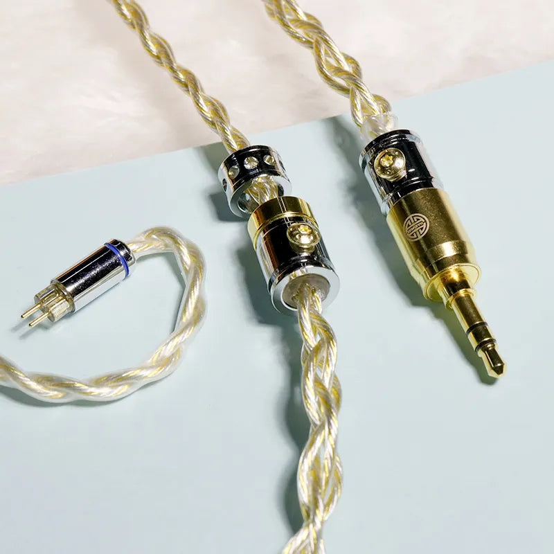 Hakugei Arcanist Gold Silver Copper Palladium Hybrid Upgrade Earphone Cable Earphone Cable HiFiGo