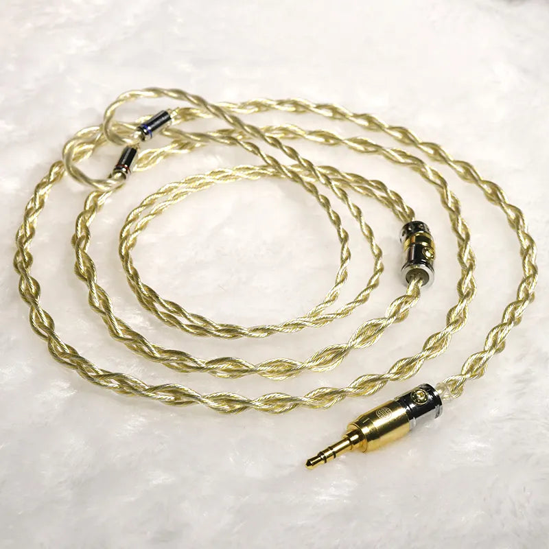 Hakugei Arcanist Gold Silver Copper Palladium Hybrid Upgrade Earphone Cable Earphone Cable HiFiGo 3.5mm to 2pin