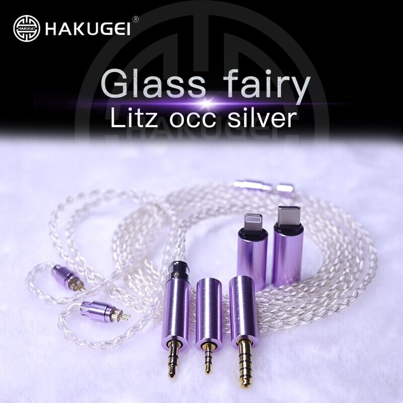 HAKUGEI Glass Fairy Litz Silver Earphone Cable 5 to 1 0.78 2Pin / MMCX HiFiGo