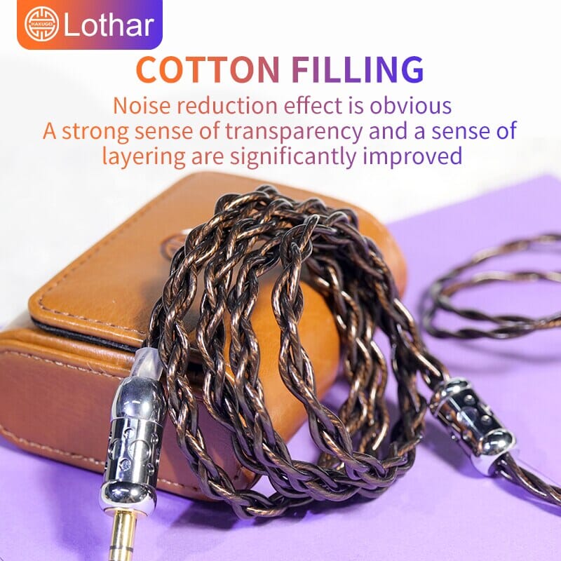 HAKUGEI Lothar 7N OCC Copper Earphone Cable With 2Pin 0.78 MMCX - 2.5 / 3.5 / 4.4 / Type-C / Lightning HiFiGo