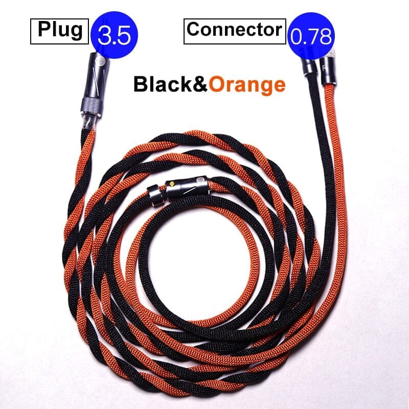 HAKUGEI Lucky Voice Headset Cable 2.5 3.5 4.4 - 0.78 2Pin / MMCX HiFiGo Black&Orange 3.5mm-2pin 0.78mm