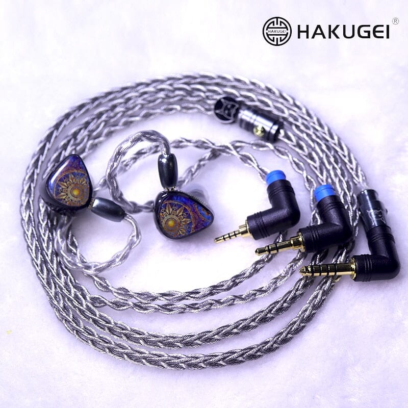 HAKUGEI Lynx Cat Black Litz Copper-silver Alloy & Silver Plated OCC Earphone Cable Modular Plug 3 To1 - 2Pin MMCX QDC Earphone Cable HiFiGo