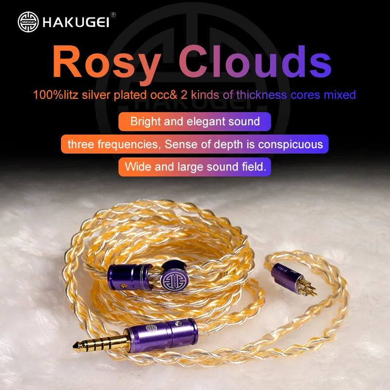 Hakugei Rosy Clouds Litz Silver-Plated OCC Earphone Upgrade Cable Earphone Cable HiFiGo