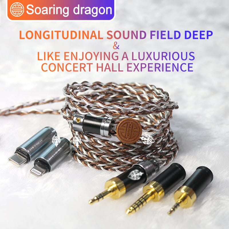 HAKUGEI Soaring Dragon Litz Silver Plated 7N OCC & Litz 7N OCC Copper Earphone Cable HiFiGo