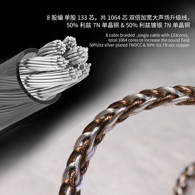 HAKUGEI Soaring Dragon Litz Silver Plated 7N OCC & Litz 7N OCC Copper Earphone Cable HiFiGo