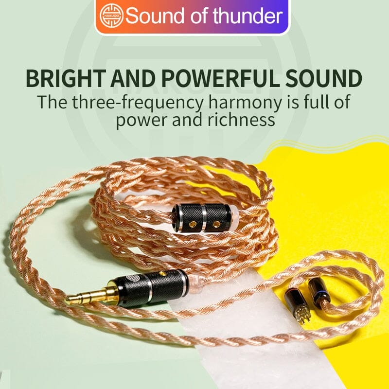 HAKUGEI Sound Of Thunder Litzs 6N OCC Copper Mixed Silver Earphone Cable 2Pin MMCX - 2.5 /3.5 /4.4 HiFiGo
