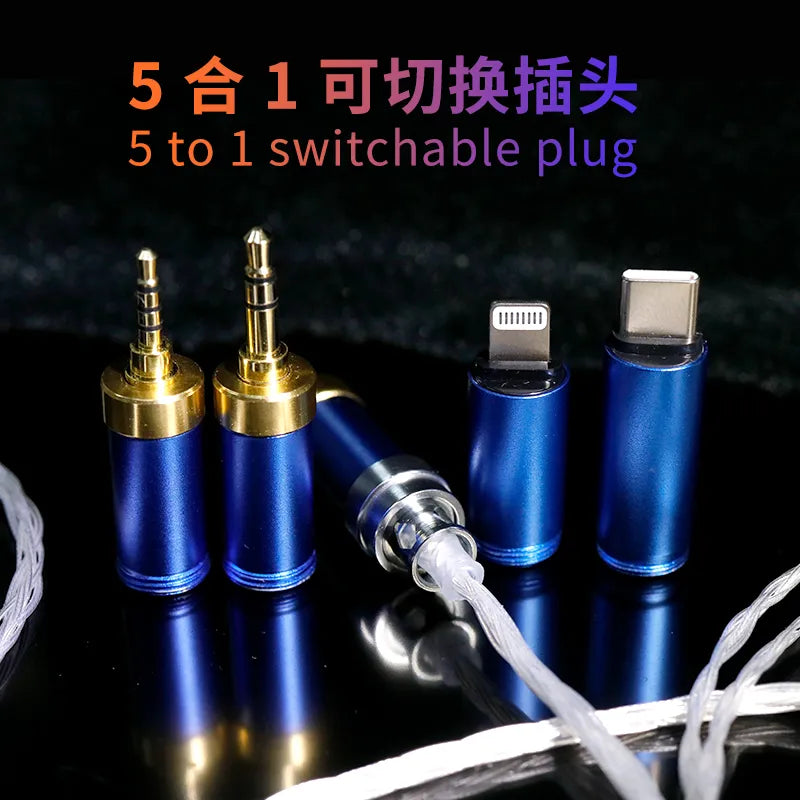 Hakugei White Fairy Single Crystal Pure Silver HiFi Upgrade Earphone Cable Earphone Cable HiFiGo