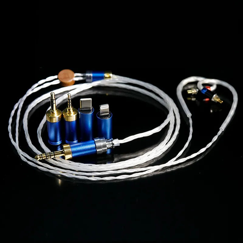 Hakugei White Fairy Single Crystal Pure Silver HiFi Upgrade Earphone Cable Earphone Cable HiFiGo