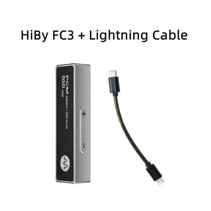 HiBy FC3 Portable MQA USB DAC Headphone Amplifier Headphone Amplifier HiFiGo Silver+ Lightning Cable 