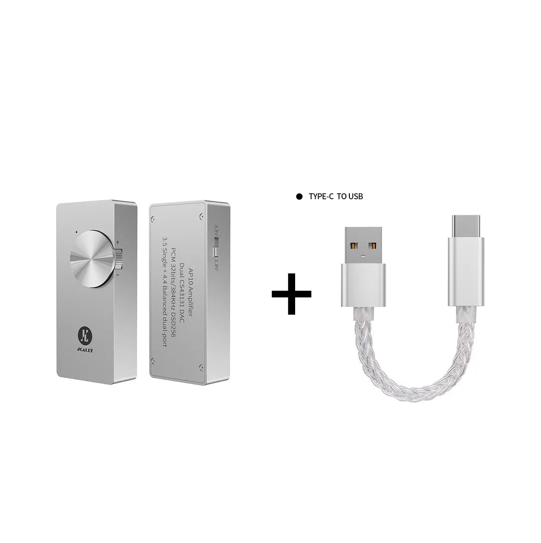 JCALLY AP10 Portable DAC Amplifier With Dual CS43131 DAC Chip Phones AMP Supports 3.5mm/4.4mm HiFiGo Sliver AP10 + USB to Type-C Cable