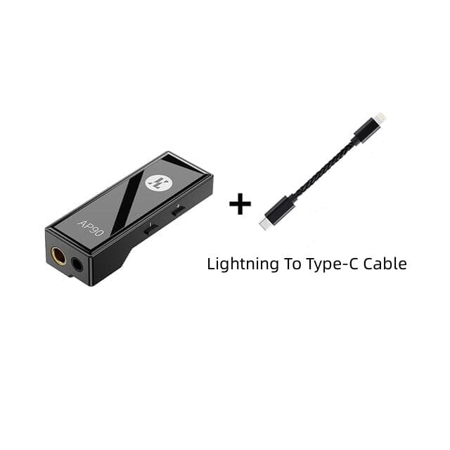 JCALLY AP90 Portable DAC Amplifier With Phones AMP Supports Headphone Amplifier Balanced OutputOTG Headphone AMP DAC HiFiGo China Black + Lightning To Type-C Cable