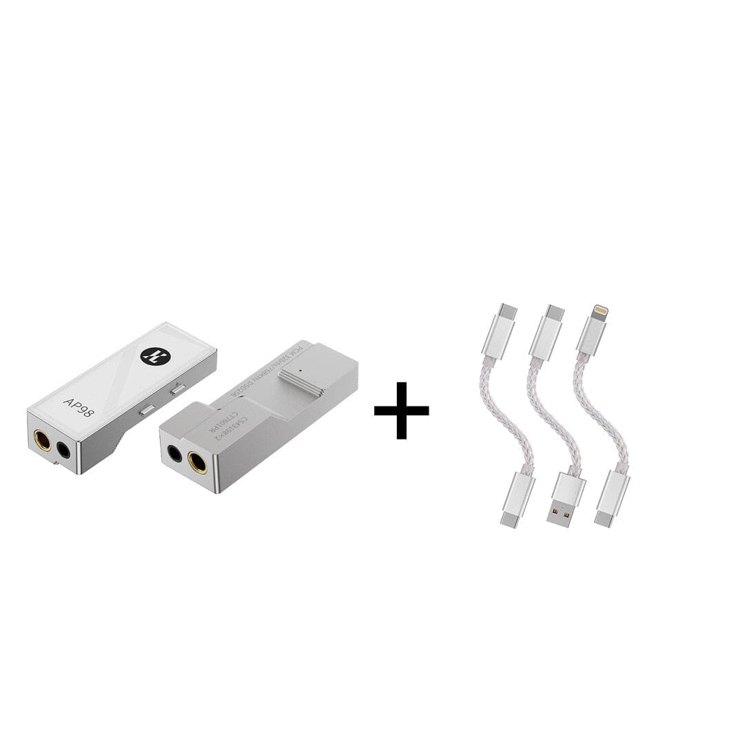 JCALLY AP98 Portable DAC & USB AMP Dual CS43198 DAC Headphone Amplifier Headphone AMP DAC HiFiGo Silver Three Cables