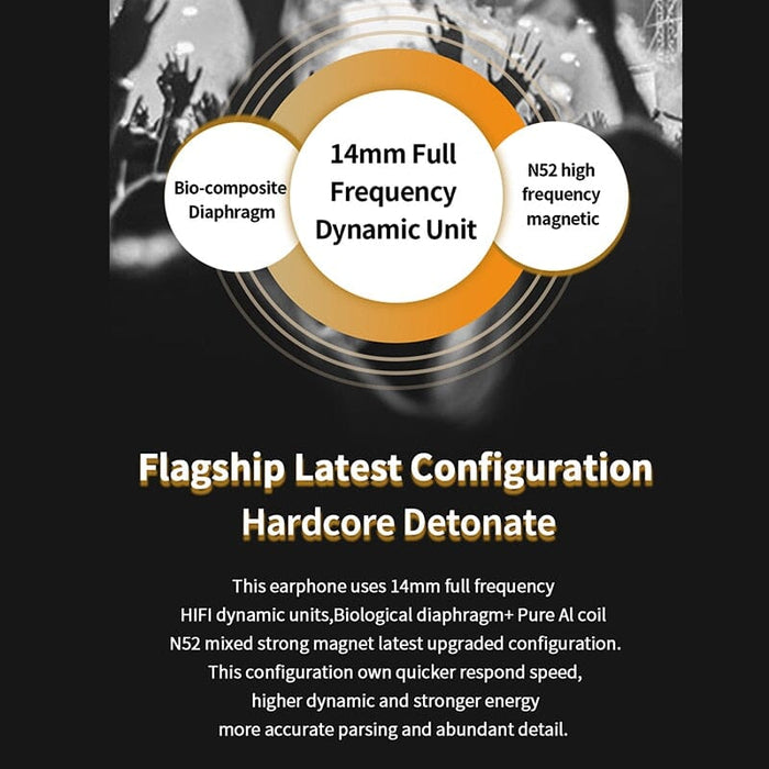 JCALLY EP985 Bio-Composite Diaphragm Full frequency Dynamic Flat Head Earphone HiFiGo 