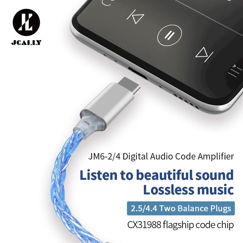 JCALLY JM6-2 JM6-4 CX31988 Digital Audio Type-C To 2.5mm 4.4mm Adapter HiFiGo