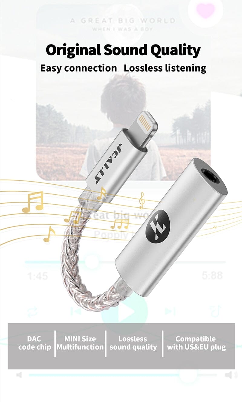JCALLY JM7 JM7L USB TypeC/Lightning To 3.5mm Digital Audio DAC AMP Headphone Amplifier HiFiGo