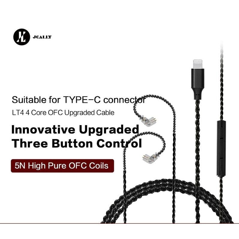 JCALLY LT8 Lightning Upgrade Cable 4 Strands 5N Oxygen-Free Copper Wire HiFiGo