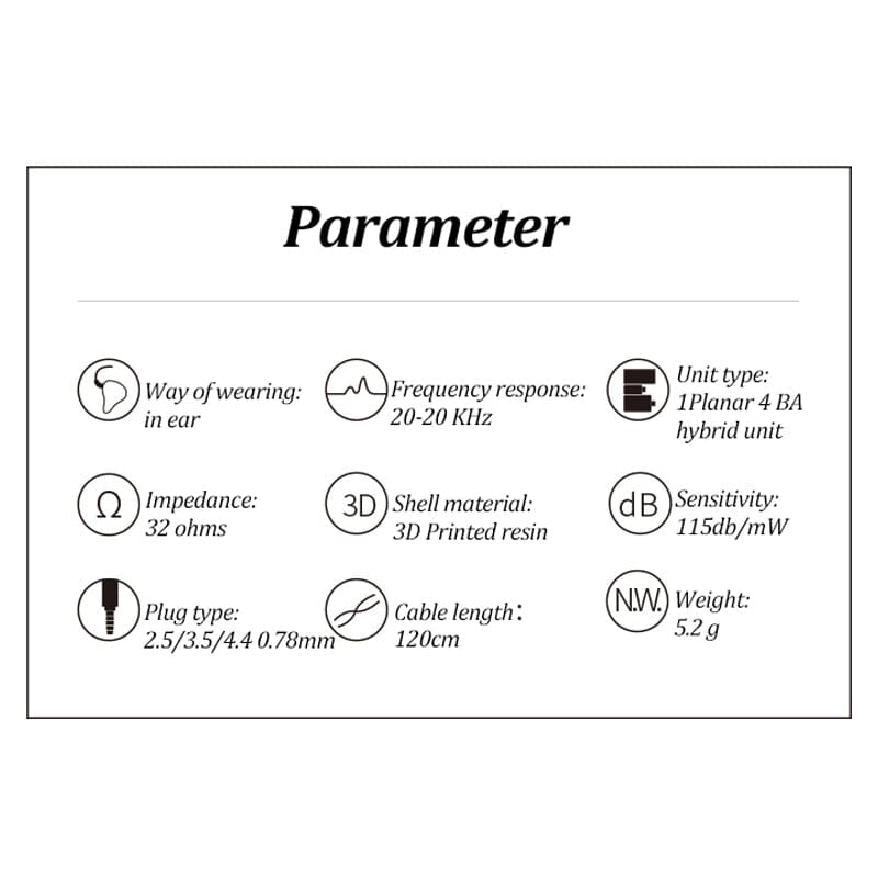 JUZEAR TBS-01 1Planar + 4BA In-Ear Monitors HiFiGo