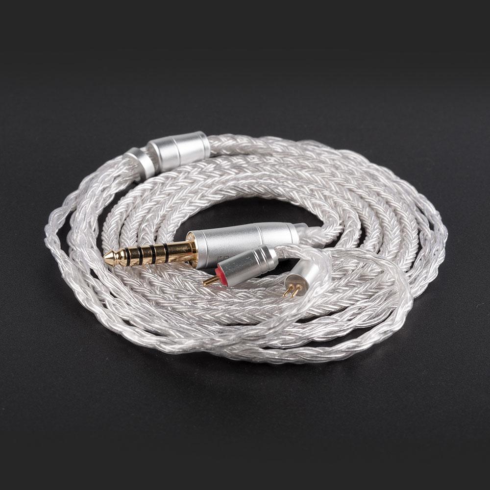 KB EAR 16 Core Silver Earphone IEM Cable with Metal 2pin/MMCX/QDC HiFiGo 2 pin 4.4mm