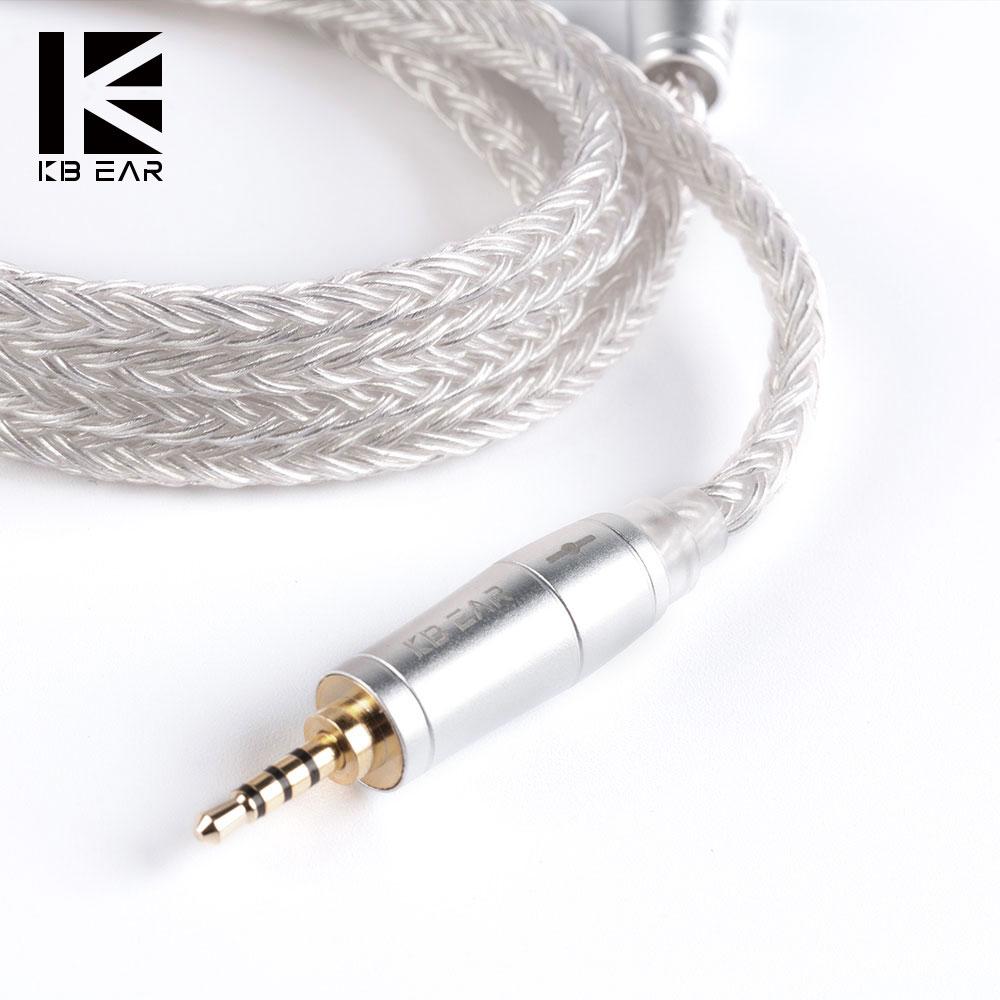 KB EAR 16 Core Silver Earphone IEM Cable with Metal 2pin/MMCX/QDC HiFiGo