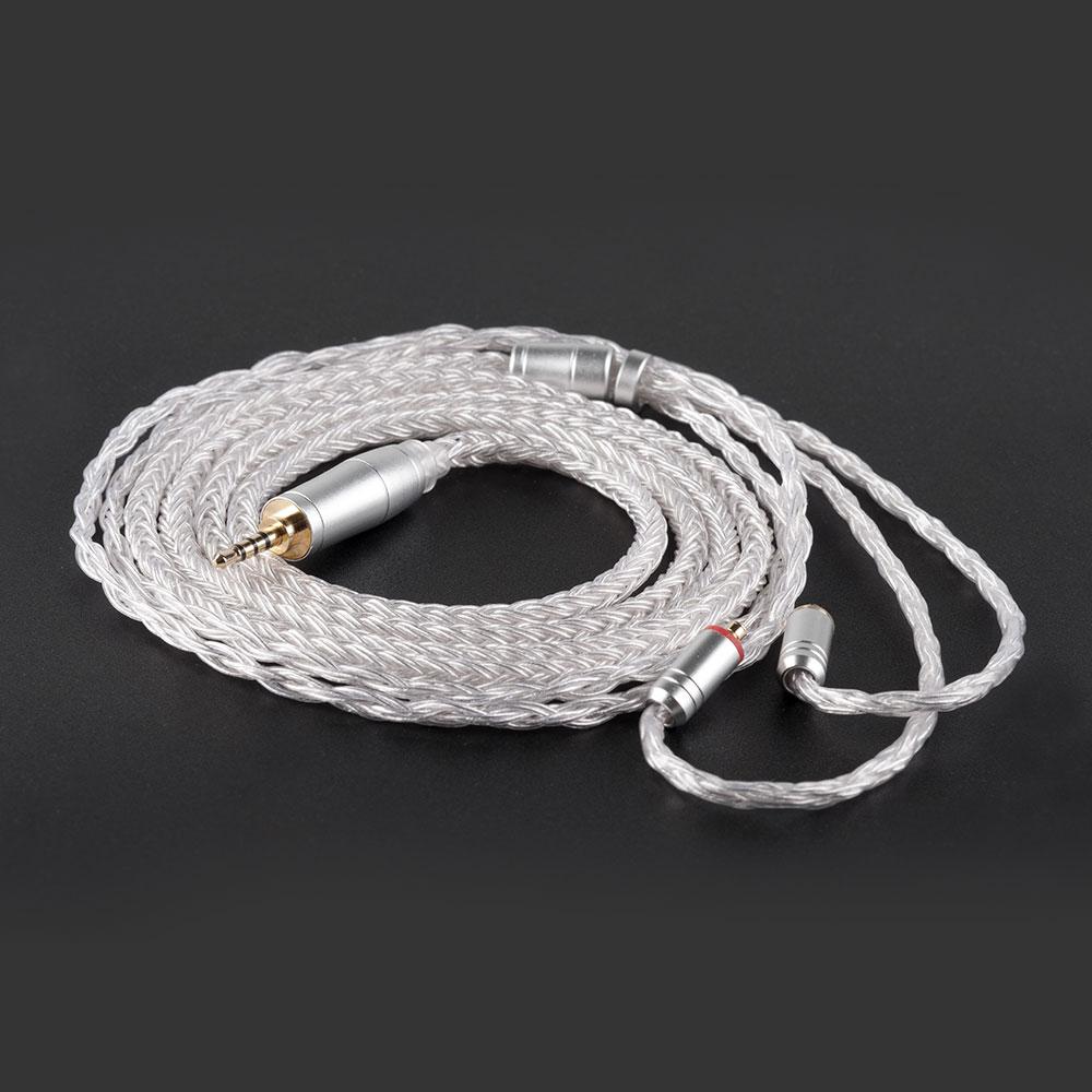 KB EAR 16 Core Silver Earphone IEM Cable with Metal 2pin/MMCX/QDC HiFiGo MMCX 2.5mm