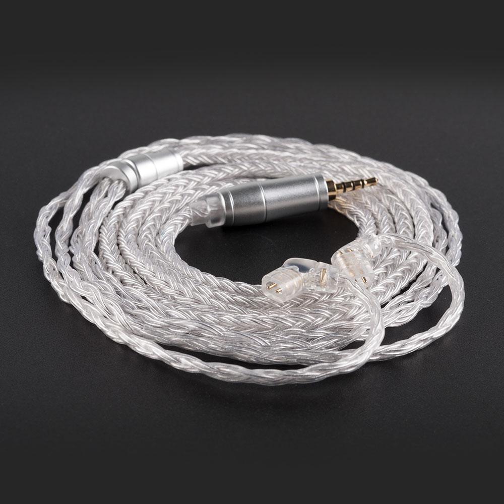 KB EAR 16 Core Silver Earphone IEM Cable with Metal 2pin/MMCX/QDC HiFiGo QDC 2.5mm