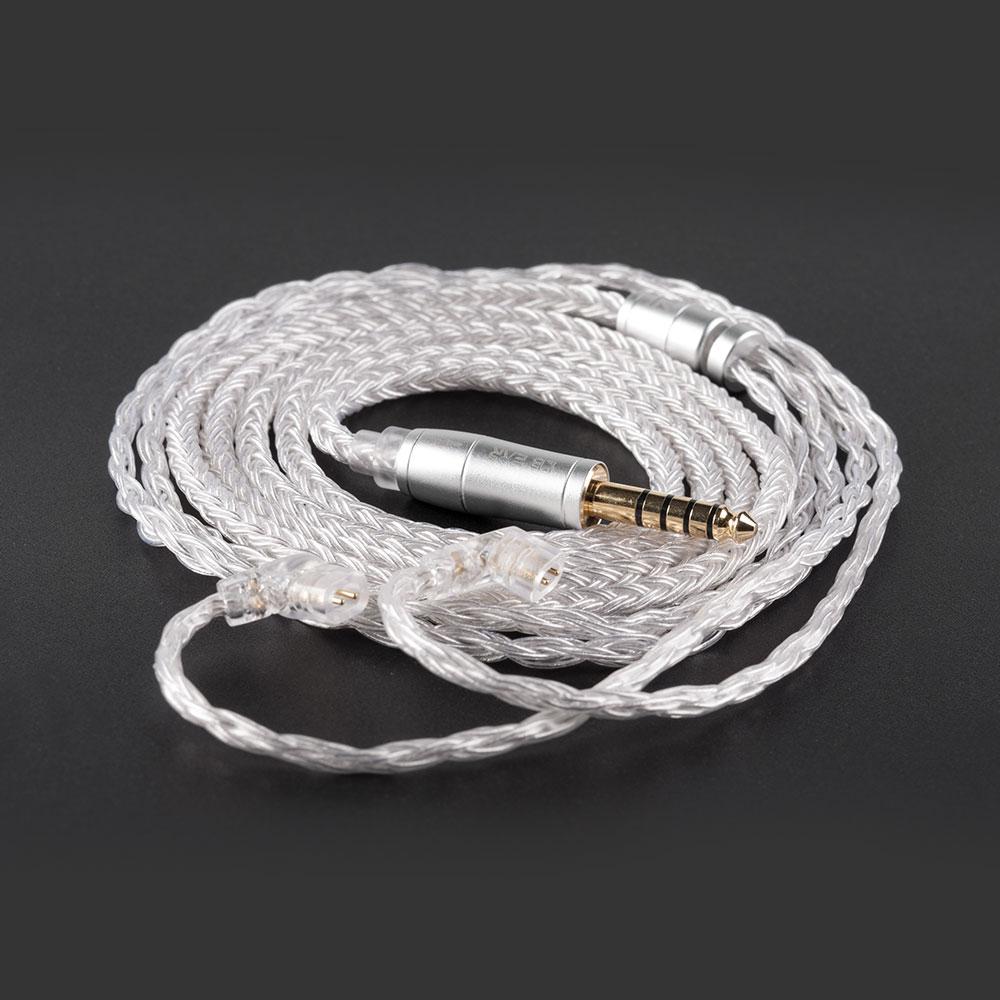 KB EAR 16 Core Silver Earphone IEM Cable with Metal 2pin/MMCX/QDC HiFiGo QDC 4.4mm