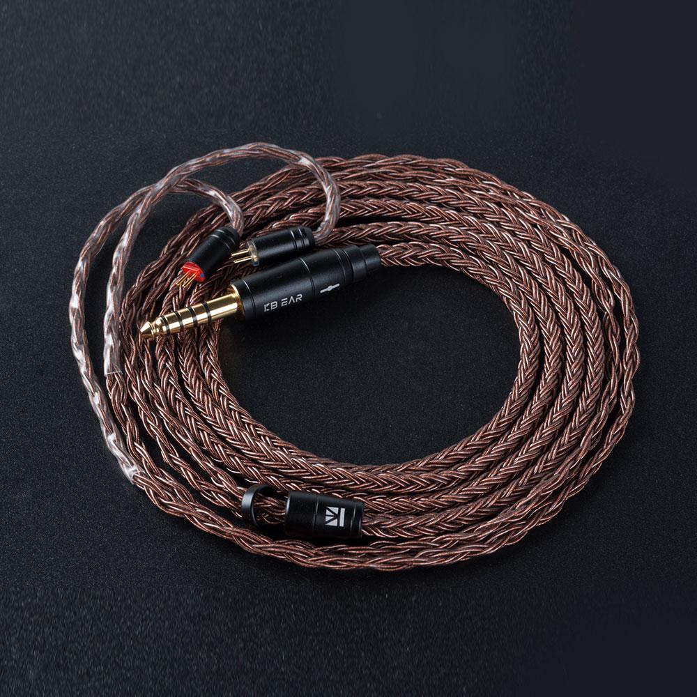 KBEAR 16 Core Pure cCopper cable with metal 2pin/MMCX/QDC Connector HiFiGo