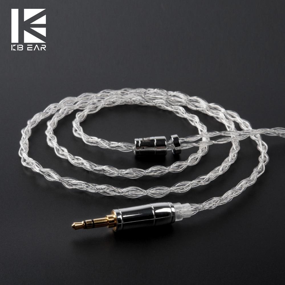 KBEAR 4 Core 4N 99.99% Purity Silver Earphone Cable with 2Pin/QDC/MMC/TFZ HiFiGo