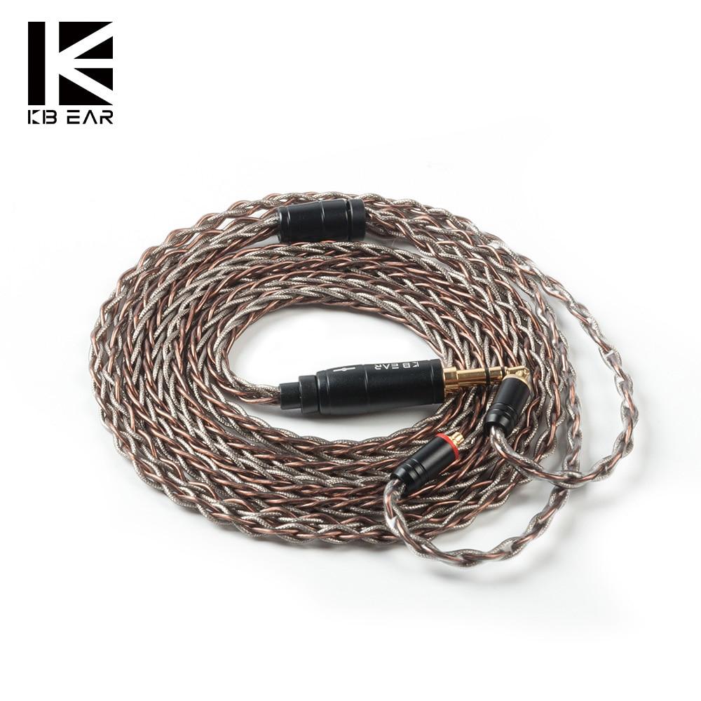 KBEAR 8 Core Single Crystal Copper UPOCC Cable with 2Pin/MMCX/QDC/TFZ Connector for KZ ZSX ZS10 PRO ZSN PRO CCA CA16 KBEAR KS2 HiFiGo