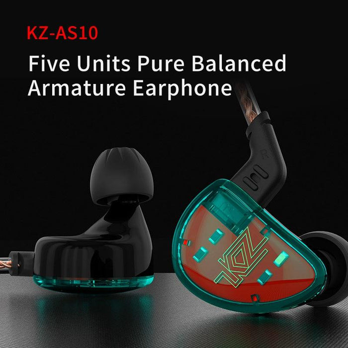 KZ AS10 Headset 5 Balance Armature Driver HIFI Earphone HiFiGo 