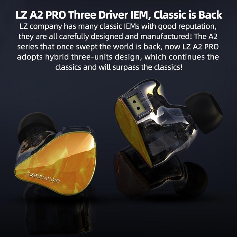 LZ A2 PRO Resin In-ear Monitor 1 Dynamic+2 Knowles BA Hybrid 3 Driver HIFI Earphone HiFiGo