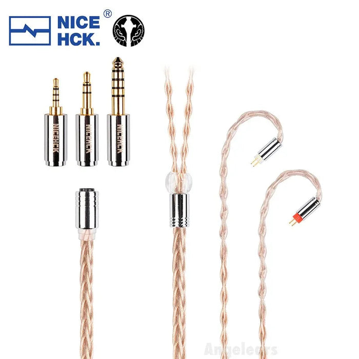 NiceHCK Tricolor Flagship 7N Silver Plated OCC+Graphene OCC Earphone Cable 3-in-1 Detachable Plug HiFiGo 