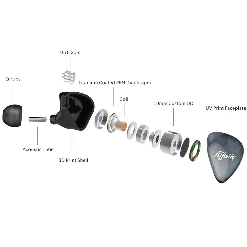 QOA Affinity 10mm PEN Titanium Plated Diaphragm Dynamic Driver In Ear Monitor HiFiGo