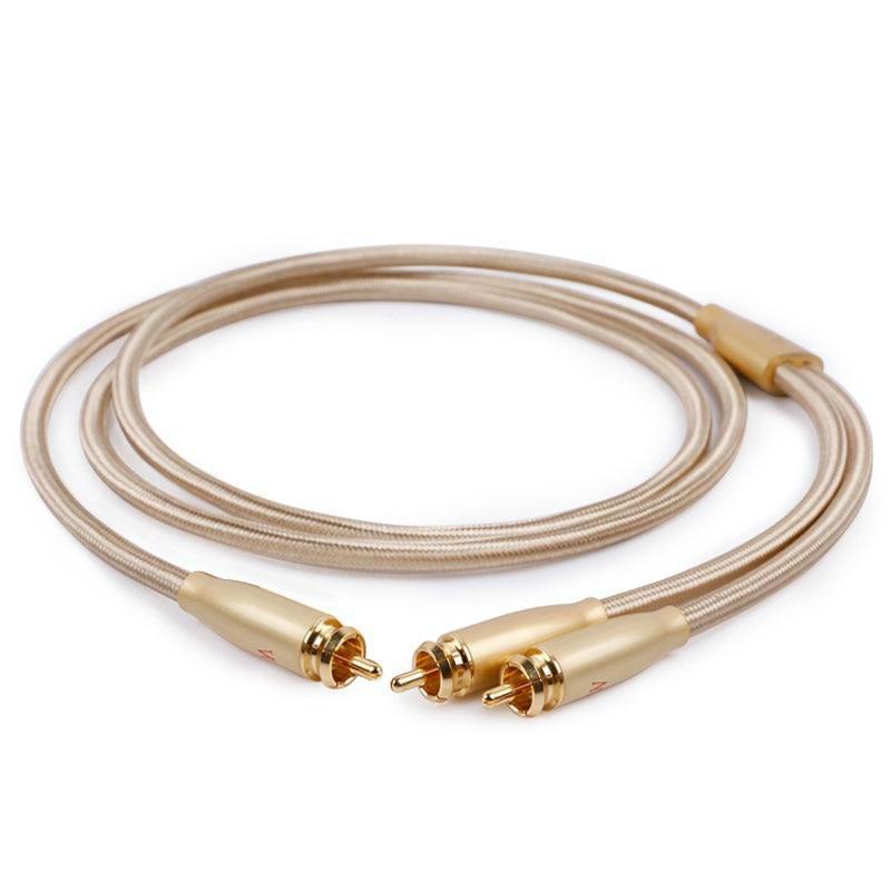 SKW Audio Cable 2RCA To 1RCA Male To Male 6N OCC With 24K Gold-plated for CD Car Subwoofer Amplifier Audio Cable HiFiGo