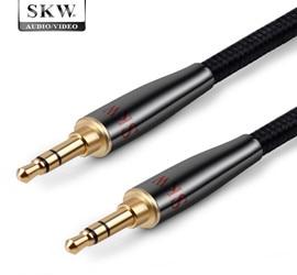SKW AUX 3.5mm Jack Cable Male To Male For Soundbox Headphone Smartphone Ipad Laptop MP3 CD Car HiFiGo BK-doubt straight 3m 