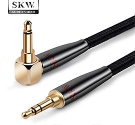 SKW AUX 3.5mm Jack Cable Male To Male For Soundbox Headphone Smartphone Ipad Laptop MP3 CD Car HiFiGo BK-straight to bend 2m 
