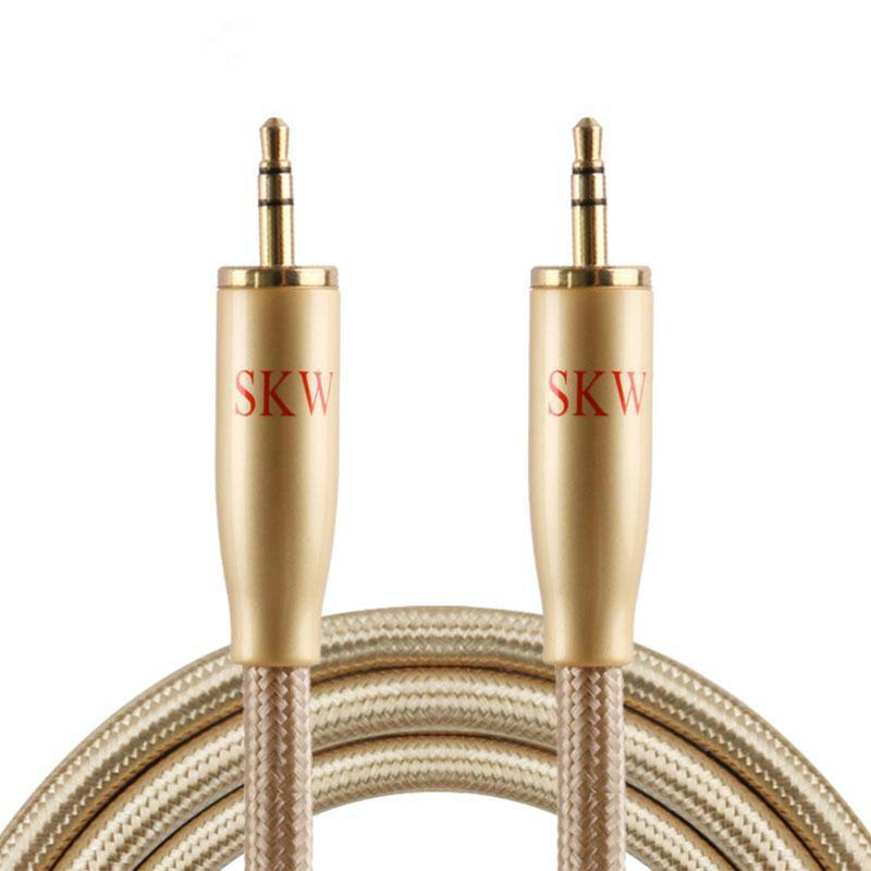 SKW AUX Cable 3.5MM To 3.5MM Jack Audio Cable for Headphone IPhone Andorid Smartphone Car Audio Cable HiFiGo Gold 1m
