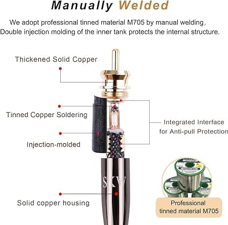 SKW BG03 / BG-03 3.5mm Male to 2 RCA Male Audiophile Ultra-high Purity Copper Audio Cable Audio Cable HiFiGo