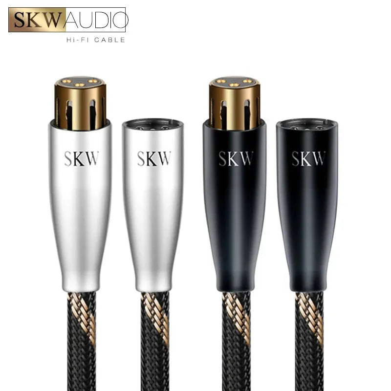 SKW BG09 - 3 Pin XLR Male To Female 6N OCC Cable ( Pair ) Audio Cable HiFiGo