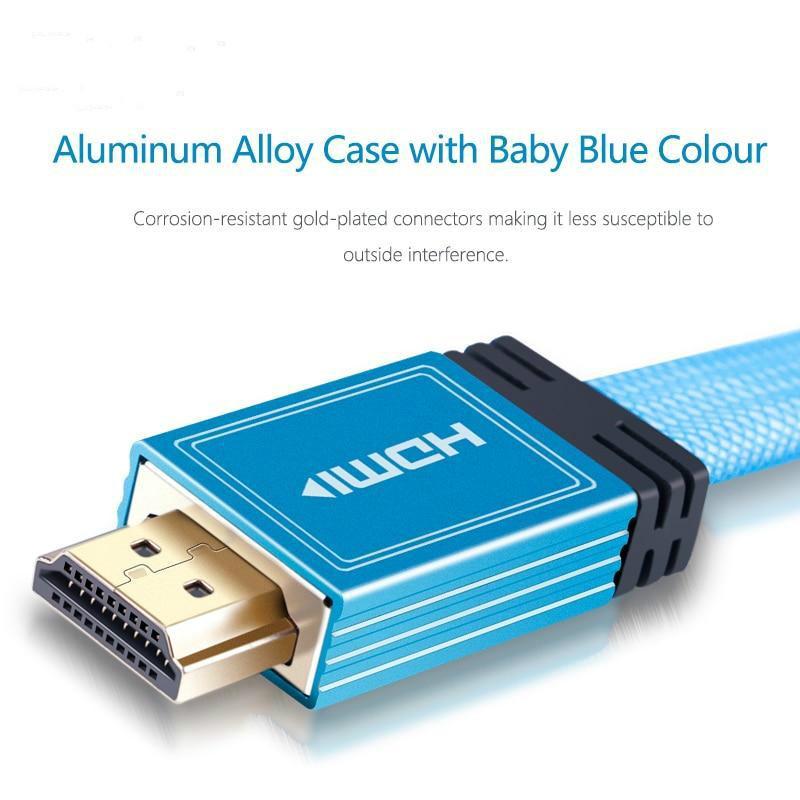 SKW HDMI Cable HDMI to HDMI 2.0 4K @60HZ 4:4:4 Baby blue With 24K Gold Plated for Laptop Connect to Projector TV Audio Cable HiFiGo