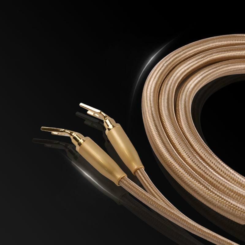 SKW HIFI Audio Cable 6N OCC Spade+Banana Terminal Audiophile Speaker Cord for HIFI Amplifier Home Theater 1 Pair Audio Cable HiFiGo