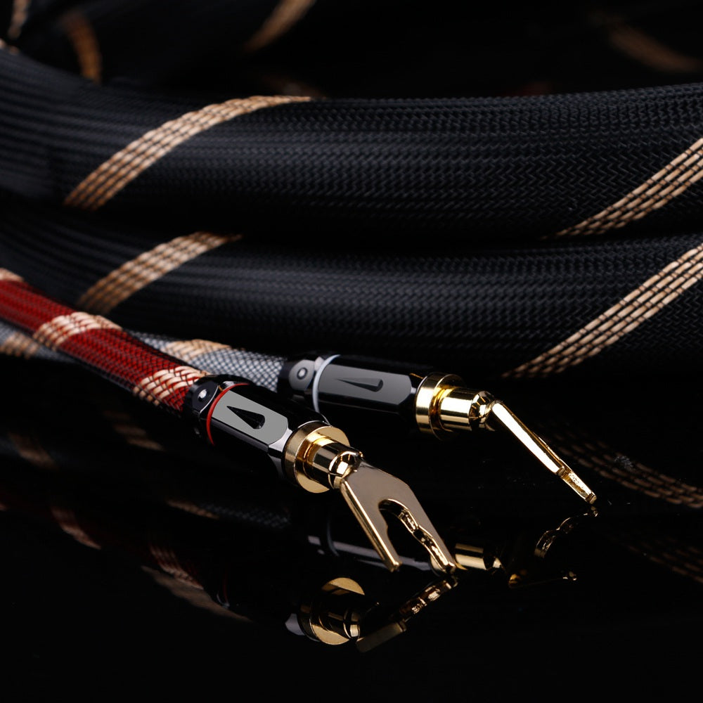 SKW Locking Type Termimal Audiophile HIFI Audio Cable Banana Plug With Lock 6N OCC Copper Cable for Amplifier 1 pair Audio Cable HiFiGo