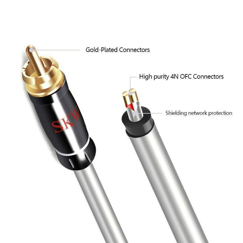 SKW RCA Audio Cable Male To Male Plug With 24K Gold-plated for Car Subwoofer Amplifier Audio Cable HiFiGo
